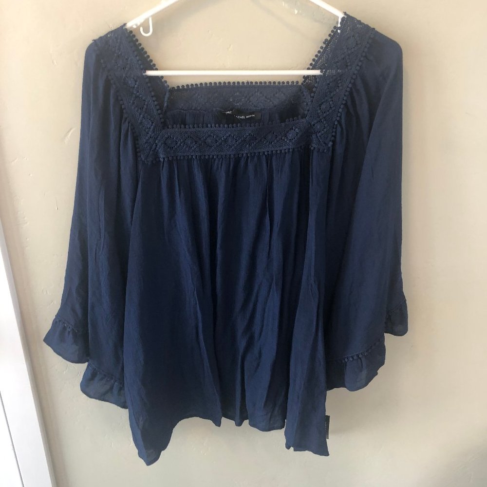 NEW Zac & Rachel Blue Flowy Lace Detail Tunic PLUS